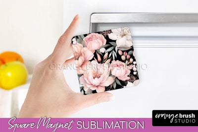 Pink Flowers Magnet Sublimation - Watercolor Magnet Design Sublimation OrangeBrushStudio 