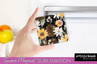 Pink Flowers Magnet Sublimation - Watercolor Magnet Design Sublimation OrangeBrushStudio 