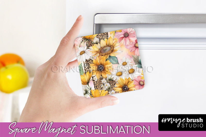 Pink Flowers Magnet Sublimation - Watercolor Magnet Design Sublimation OrangeBrushStudio 