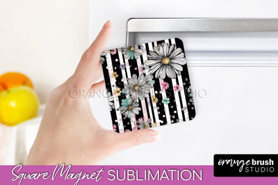 Pink Flowers Magnet Sublimation - Watercolor Magnet Design Sublimation OrangeBrushStudio 