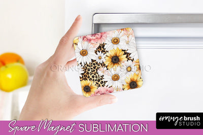 Pink Flowers Magnet Sublimation - Watercolor Magnet Design Sublimation OrangeBrushStudio 