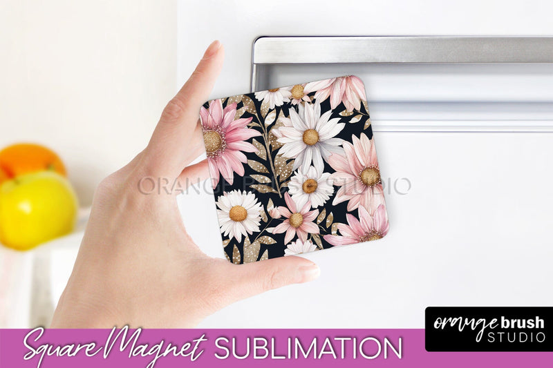 Pink Flowers Magnet Sublimation - Watercolor Magnet Design Sublimation OrangeBrushStudio 