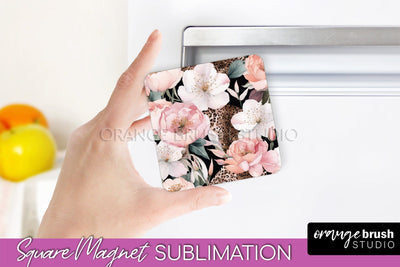 Pink Flowers Magnet Sublimation - Watercolor Magnet Design Sublimation OrangeBrushStudio 