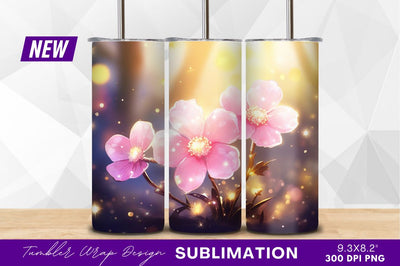 Pink flowers on background with glowing lights Sublimation Regulrcrative 