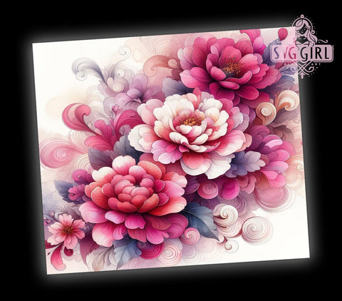 Pink Flowers Tumbler Wrap, Flower Swirls PNG, 20oz Sublimation Design, Floral Drinkware, Girly Tumbler Wrap, Spring Flowers Decor, Vibrant Pink Tumbler Sublimation SvggirlplusArt 
