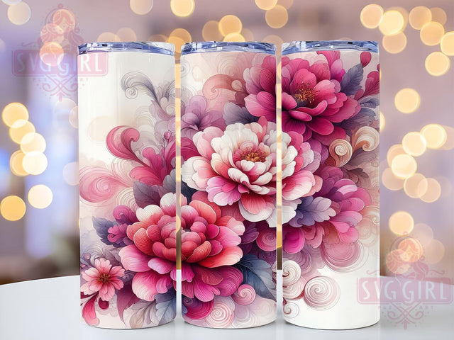 Pink Flowers Tumbler Wrap, Flower Swirls PNG, 20oz Sublimation Design, Floral Drinkware, Girly Tumbler Wrap, Spring Flowers Decor, Vibrant Pink Tumbler Sublimation SvggirlplusArt 