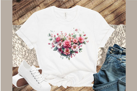 Pink Flowers Watercolor Clipart Bundle Sublimation designartist 