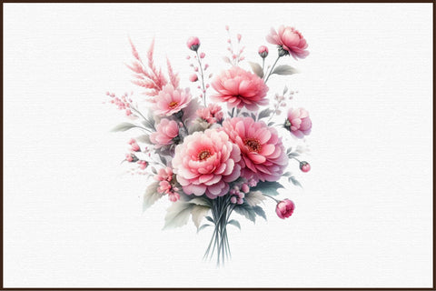 Pink Flowers Watercolor Clipart Bundle Sublimation designartist 