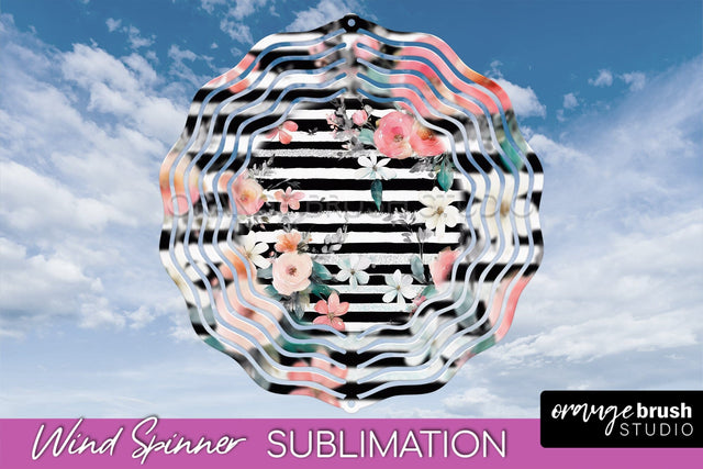 Pink Flowers Wind Spinner - Summer Wind Spinner Sublimation Sublimation OrangeBrushStudio 