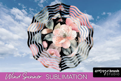 Pink Flowers Wind Spinner - Summer Wind Spinner Sublimation Sublimation OrangeBrushStudio 