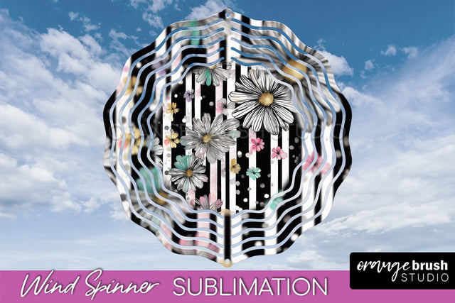 Pink Flowers Wind Spinner - Summer Wind Spinner Sublimation Sublimation OrangeBrushStudio 