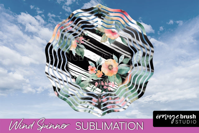 Pink Flowers Wind Spinner - Summer Wind Spinner Sublimation Sublimation OrangeBrushStudio 
