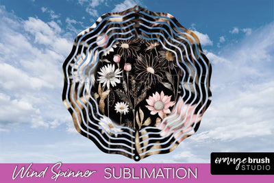 Pink Flowers Wind Spinner - Summer Wind Spinner Sublimation Sublimation OrangeBrushStudio 