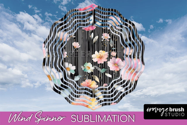 Pink Flowers Wind Spinner - Summer Wind Spinner Sublimation Sublimation OrangeBrushStudio 