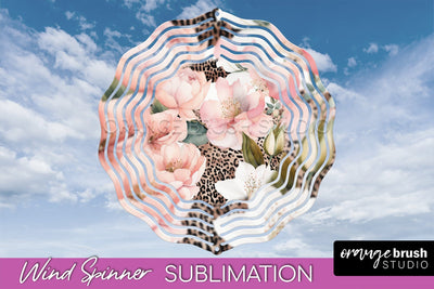 Pink Flowers Wind Spinner - Summer Wind Spinner Sublimation Sublimation OrangeBrushStudio 