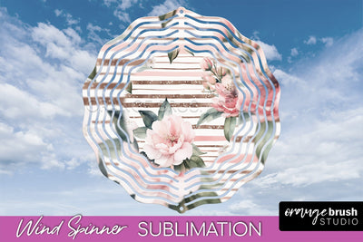 Pink Flowers Wind Spinner - Summer Wind Spinner Sublimation Sublimation OrangeBrushStudio 
