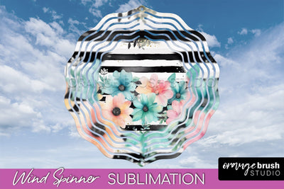 Pink Flowers Wind Spinner - Summer Wind Spinner Sublimation Sublimation OrangeBrushStudio 