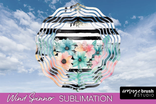 Pink Flowers Wind Spinner - Summer Wind Spinner Sublimation Sublimation OrangeBrushStudio 