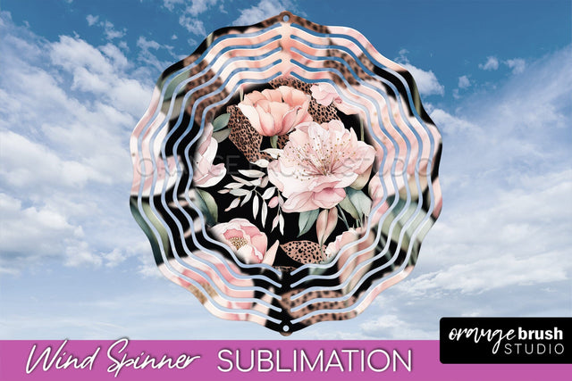 Pink Flowers Wind Spinner - Summer Wind Spinner Sublimation Sublimation OrangeBrushStudio 