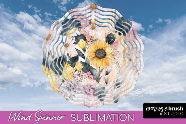 Pink Flowers Wind Spinner - Summer Wind Spinner Sublimation Sublimation OrangeBrushStudio 