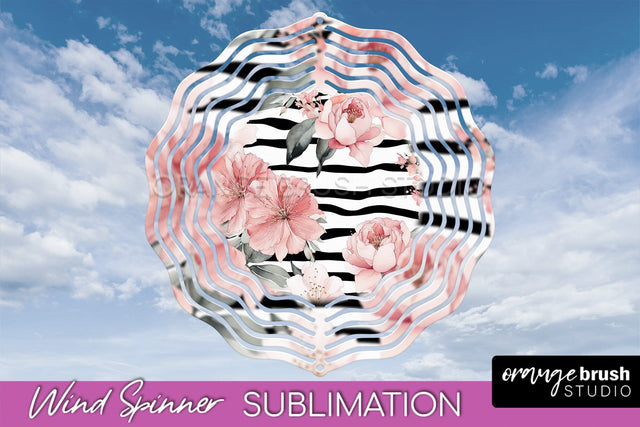 Pink Flowers Wind Spinner - Summer Wind Spinner Sublimation Sublimation OrangeBrushStudio 