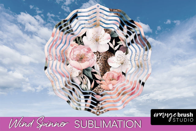 Pink Flowers Wind Spinner - Summer Wind Spinner Sublimation Sublimation OrangeBrushStudio 