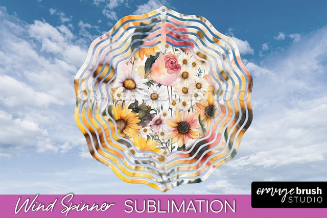 Pink Flowers Wind Spinner - Summer Wind Spinner Sublimation Sublimation OrangeBrushStudio 