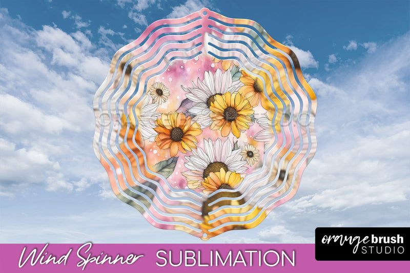 Pink Flowers Wind Spinner - Summer Wind Spinner Sublimation Sublimation OrangeBrushStudio 