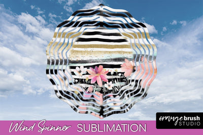 Pink Flowers Wind Spinner - Summer Wind Spinner Sublimation Sublimation OrangeBrushStudio 