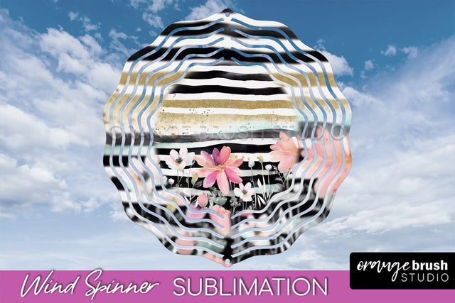 Pink Flowers Wind Spinner - Summer Wind Spinner Sublimation Sublimation OrangeBrushStudio 