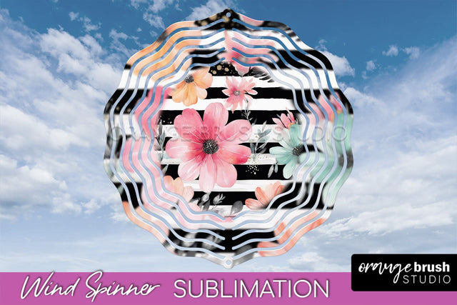 Pink Flowers Wind Spinner - Summer Wind Spinner Sublimation Sublimation OrangeBrushStudio 