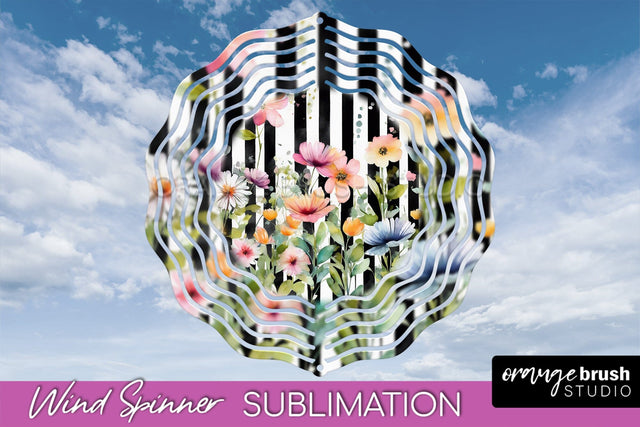 Pink Flowers Wind Spinner - Summer Wind Spinner Sublimation Sublimation OrangeBrushStudio 