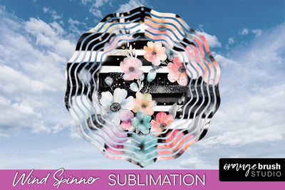 Pink Flowers Wind Spinner - Summer Wind Spinner Sublimation Sublimation OrangeBrushStudio 