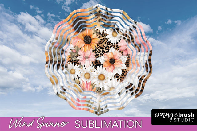 Pink Flowers Wind Spinner - Summer Wind Spinner Sublimation Sublimation OrangeBrushStudio 