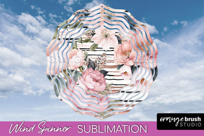 Pink Flowers Wind Spinner - Summer Wind Spinner Sublimation Sublimation OrangeBrushStudio 