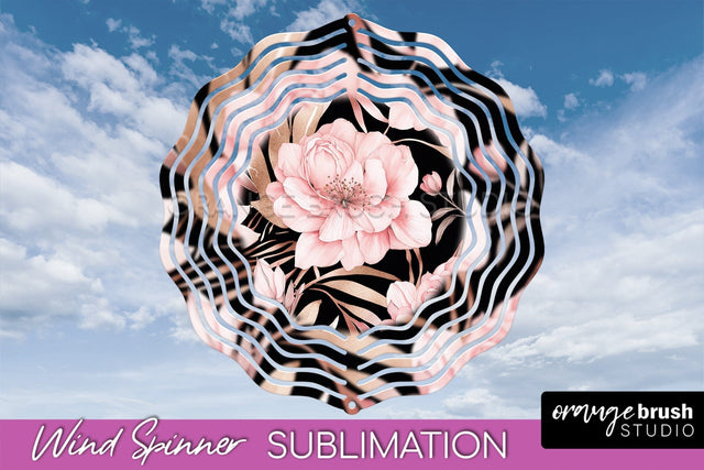 Pink Flowers Wind Spinner - Summer Wind Spinner Sublimation Sublimation OrangeBrushStudio 