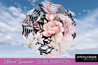 Pink Flowers Wind Spinner - Summer Wind Spinner Sublimation Sublimation OrangeBrushStudio 