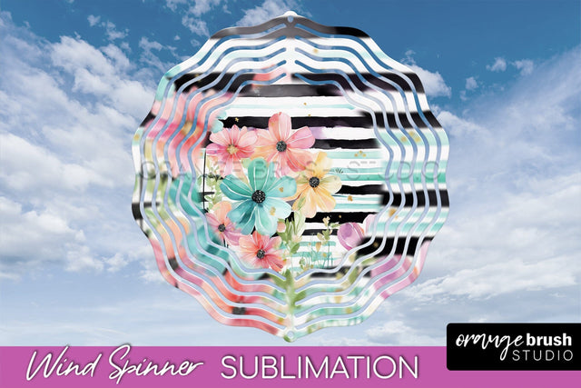 Pink Flowers Wind Spinner - Summer Wind Spinner Sublimation Sublimation OrangeBrushStudio 