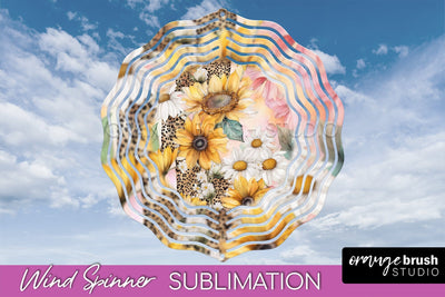 Pink Flowers Wind Spinner - Summer Wind Spinner Sublimation Sublimation OrangeBrushStudio 