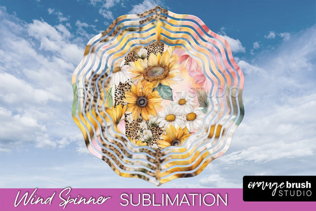 Pink Flowers Wind Spinner - Summer Wind Spinner Sublimation Sublimation OrangeBrushStudio 
