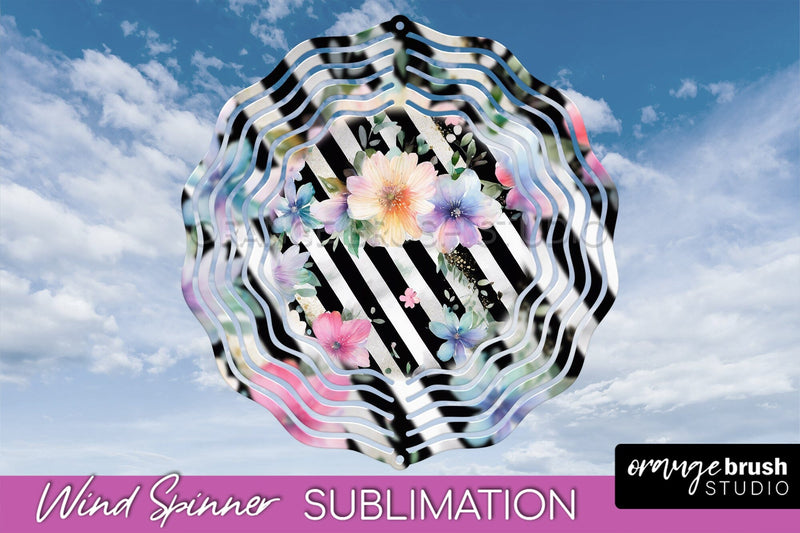 Pink Flowers Wind Spinner - Summer Wind Spinner Sublimation Sublimation OrangeBrushStudio 