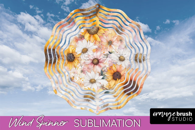 Pink Flowers Wind Spinner - Summer Wind Spinner Sublimation Sublimation OrangeBrushStudio 