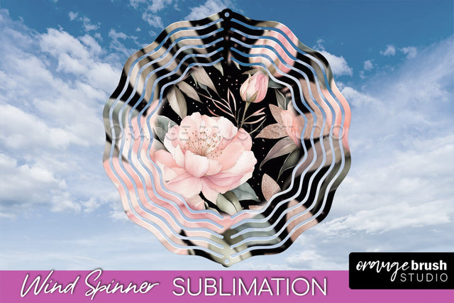Pink Flowers Wind Spinner - Summer Wind Spinner Sublimation Sublimation OrangeBrushStudio 