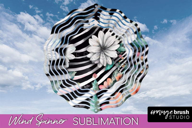 Pink Flowers Wind Spinner - Summer Wind Spinner Sublimation Sublimation OrangeBrushStudio 