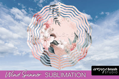 Pink Flowers Wind Spinner - Summer Wind Spinner Sublimation Sublimation OrangeBrushStudio 