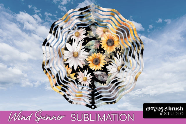 Pink Flowers Wind Spinner - Summer Wind Spinner Sublimation Sublimation OrangeBrushStudio 