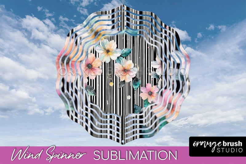 Pink Flowers Wind Spinner - Summer Wind Spinner Sublimation Sublimation OrangeBrushStudio 
