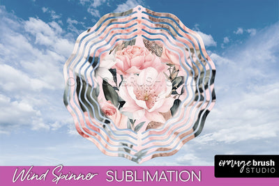 Pink Flowers Wind Spinner - Summer Wind Spinner Sublimation Sublimation OrangeBrushStudio 