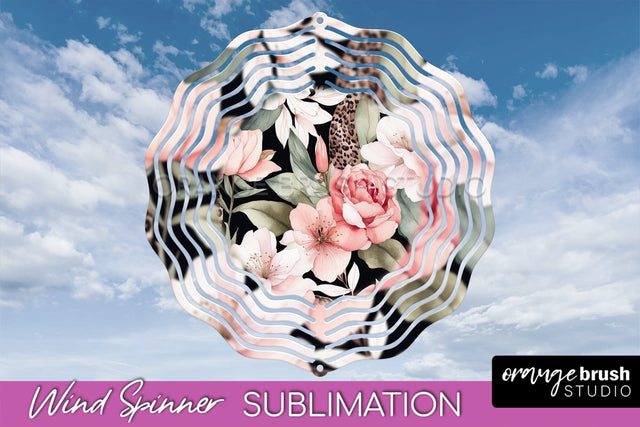 Pink Flowers Wind Spinner - Summer Wind Spinner Sublimation Sublimation OrangeBrushStudio 