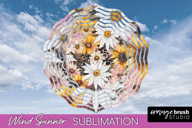 Pink Flowers Wind Spinner - Summer Wind Spinner Sublimation Sublimation OrangeBrushStudio 